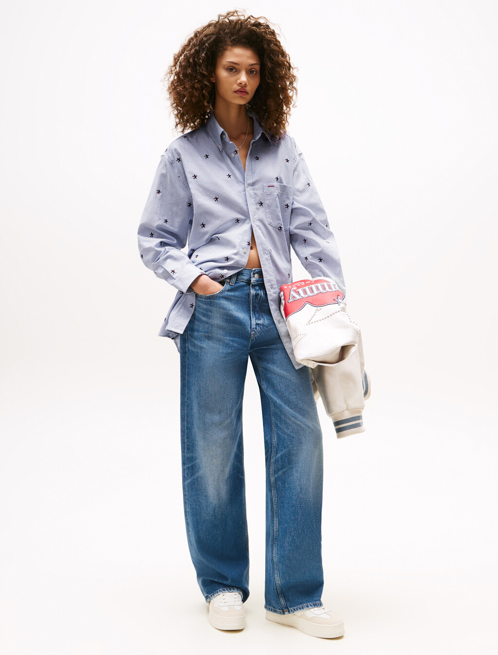 Tommy Girl Oversized Ithaca Stripe Star Embroidery Shirt, Ithaca, hi-res
