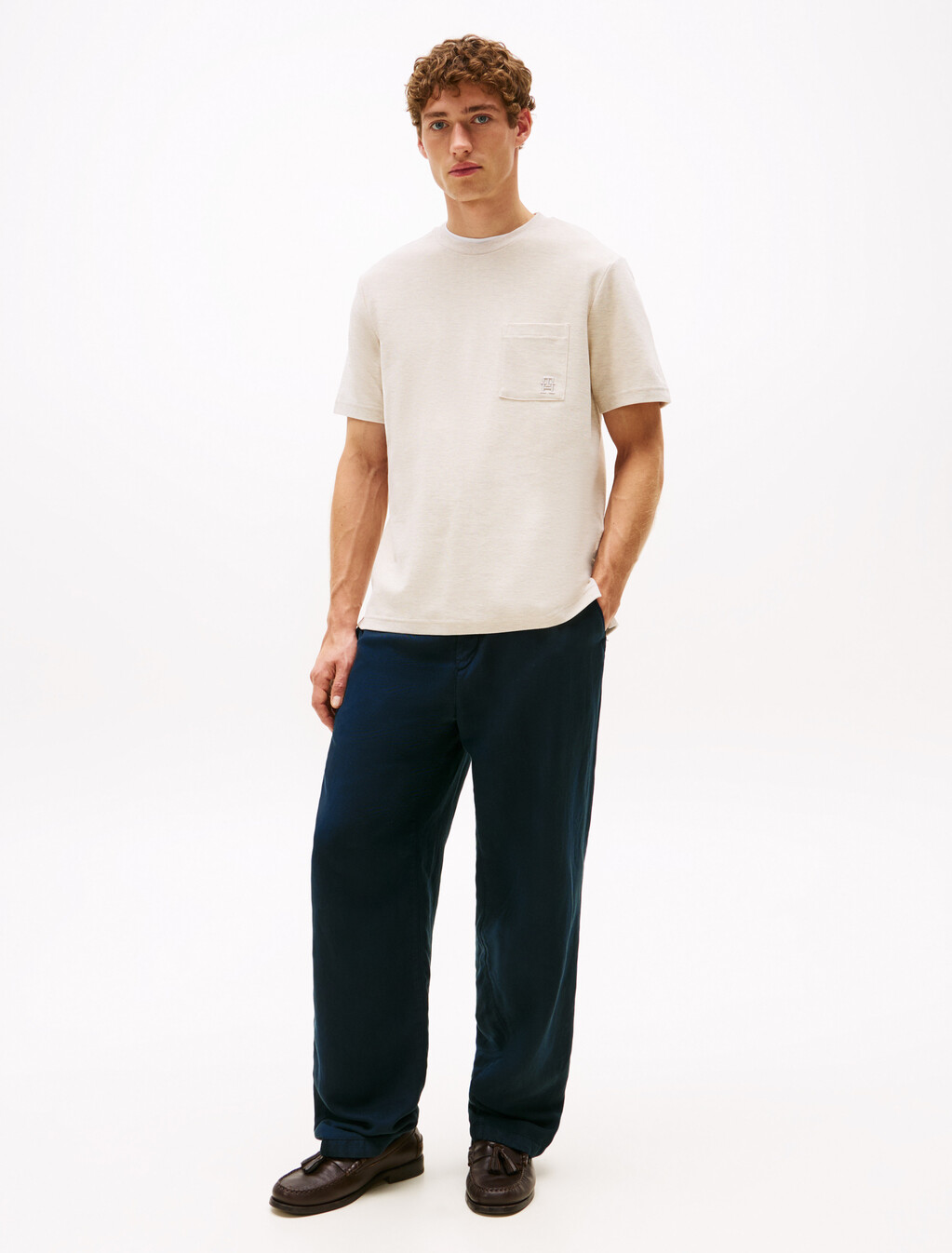 Monogram Pocket T-Shirt, Heathered Oatmilk, hi-res