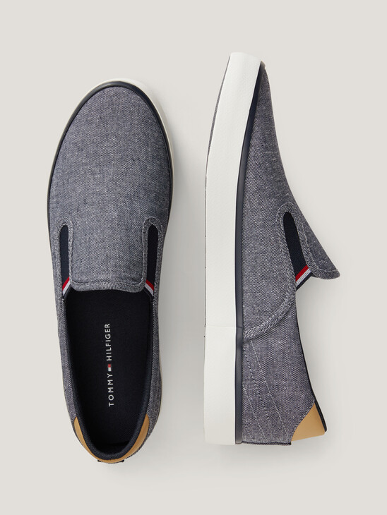 Linen Chambray Slip-On Trainers