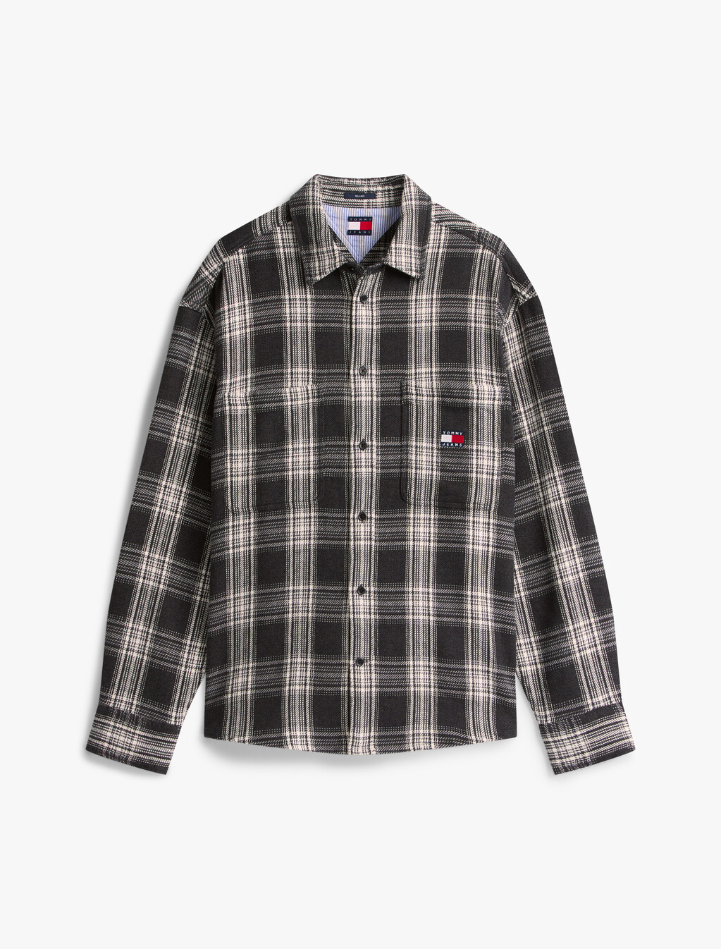 Classic Plaid Relaxed Brushed Overshirt, Black/Check, hi-res