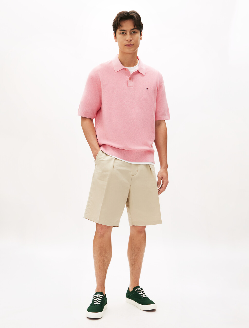 Rice Corn Short Sleeve Polo, Pink Shade Heather, hi-res