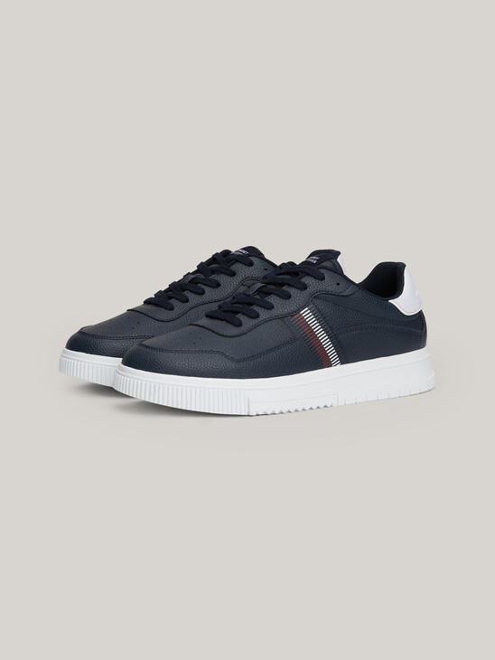 Signature Tape Textured Leather Trainers