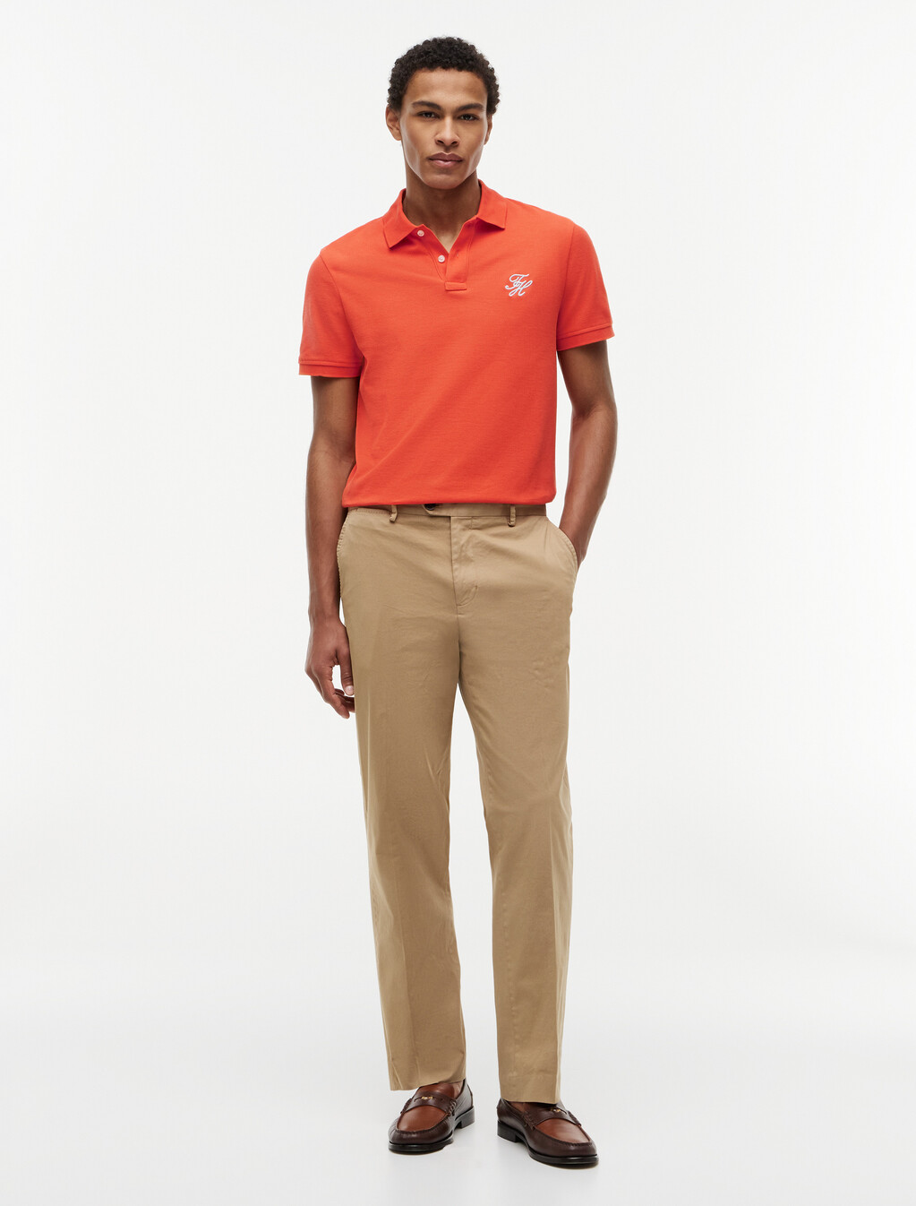 Asia Fit Script Logo Regular Polo, Brilliant Orange, hi-res