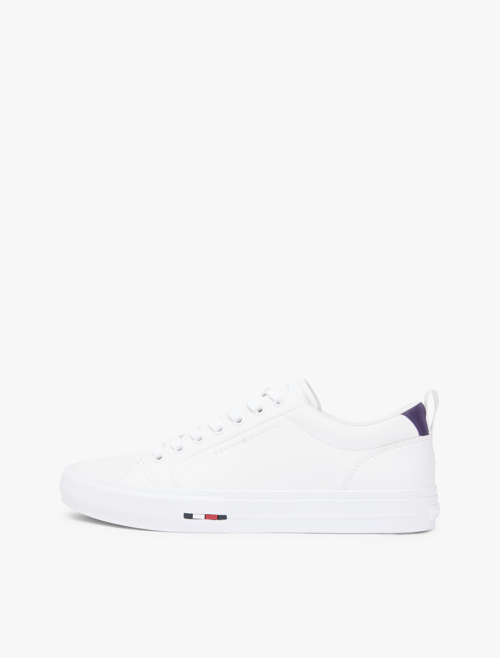 Contrast Midsole Debossed Leather Trainers, White, hi-res