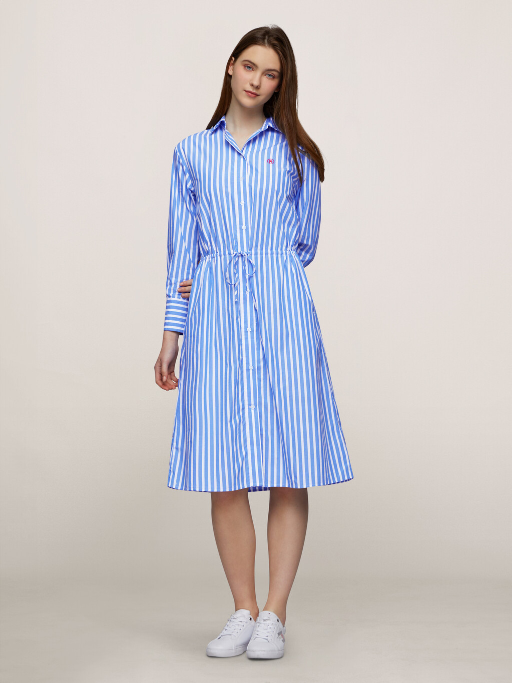 Stripe Organic Cotton Shirt Dress, Bold Stripe/ Blue Spell, hi-res