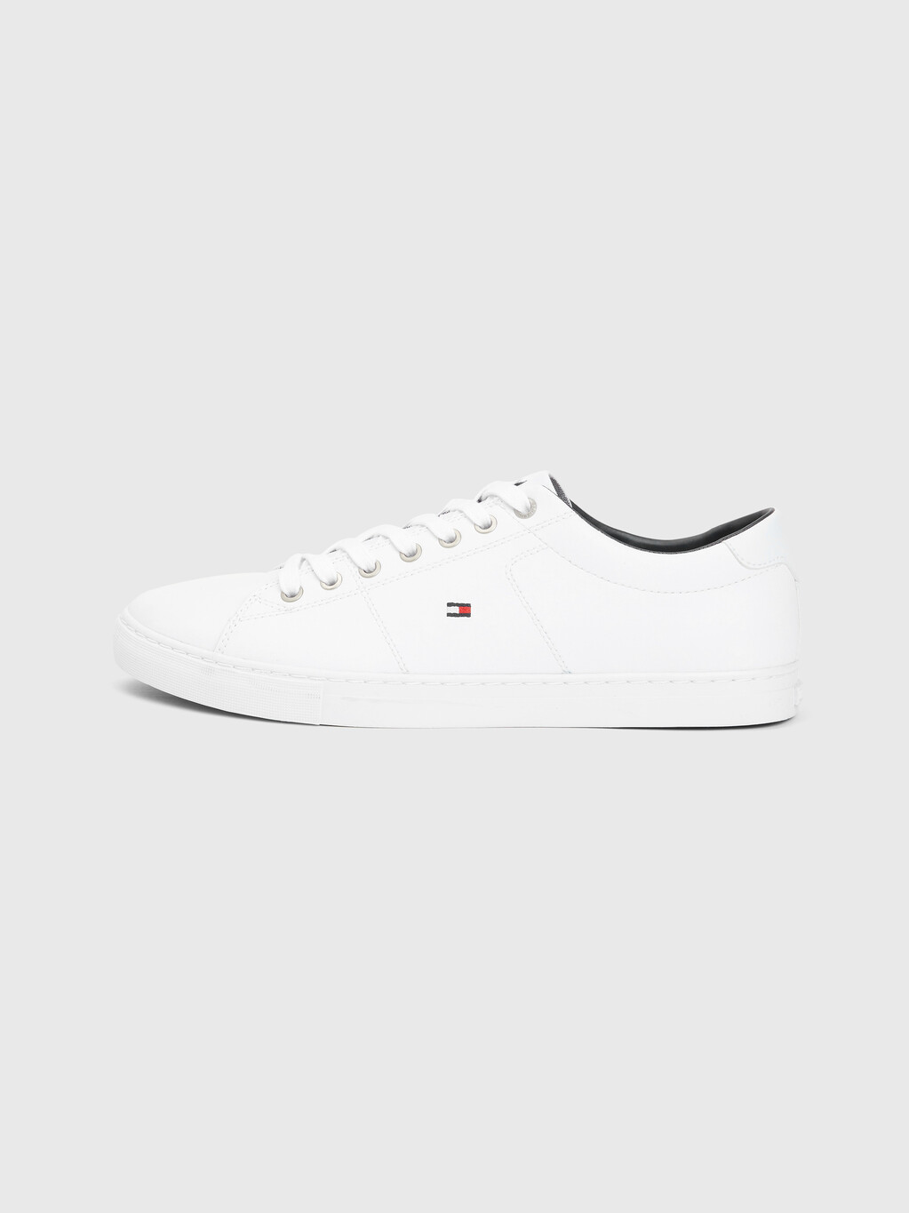 Essential Leather Lace-Up Trainers, WHITE, hi-res
