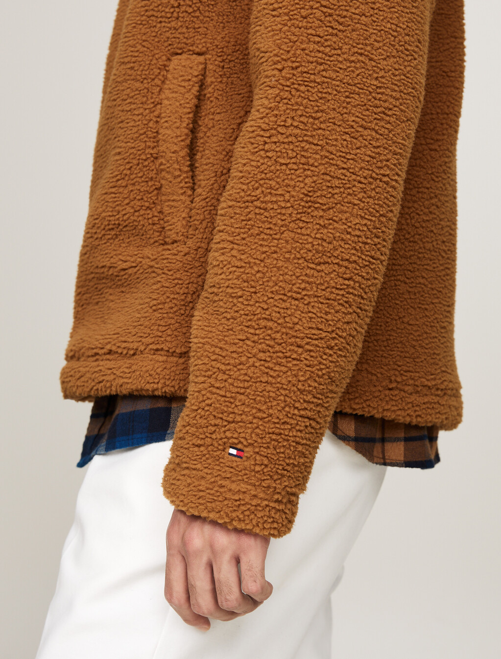 Textured Teddy Fleece Zip-Thru Fleece Jacket, Country Brown, hi-res