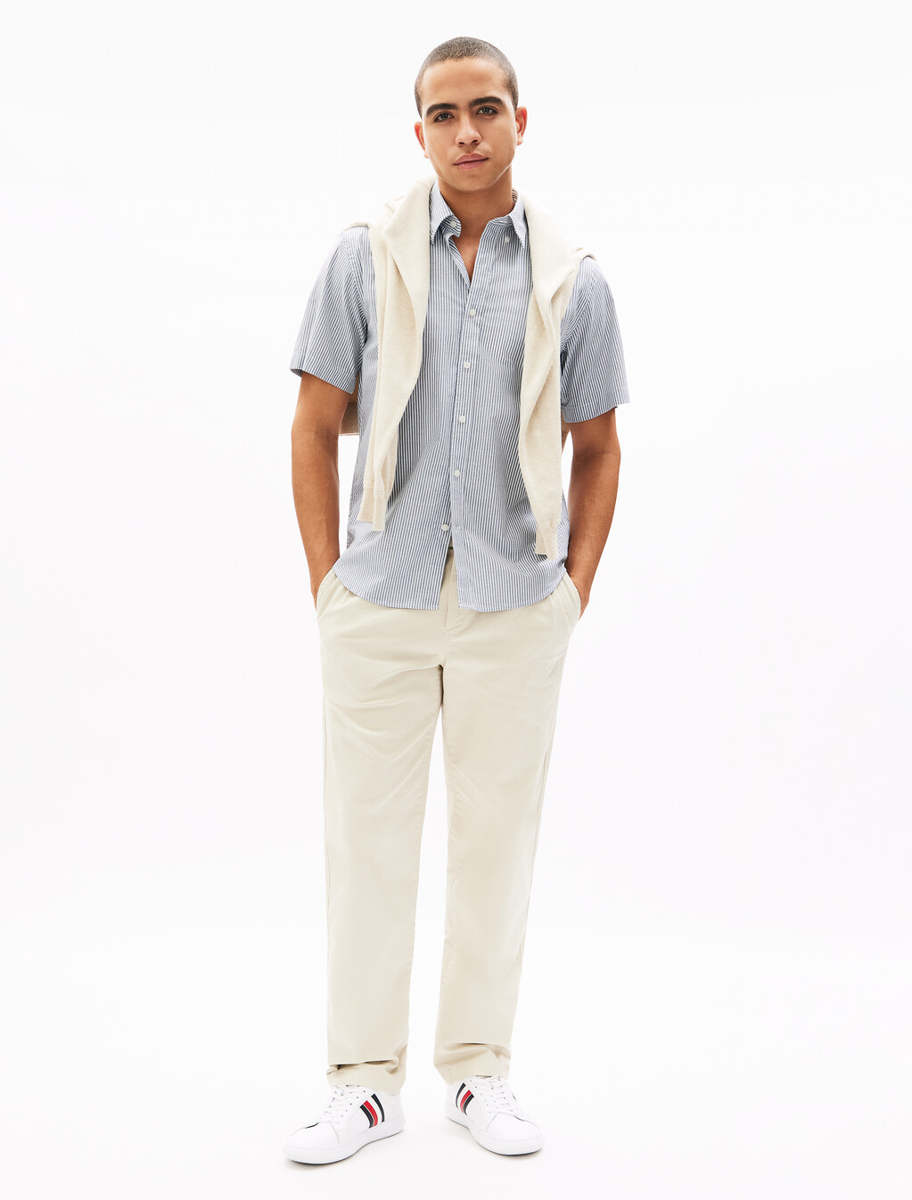 Oxford Stripe Short Sleeve Shirt, Desert Sky / Stripes, hi-res