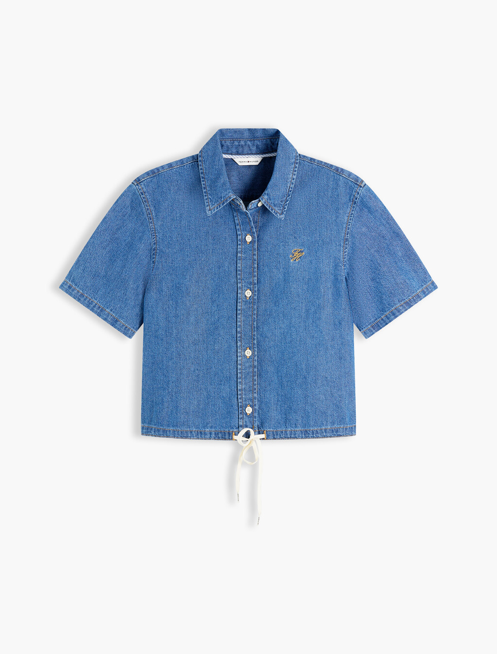 Boxy Fit Short Sleeve Denim Shirt, Mia, hi-res