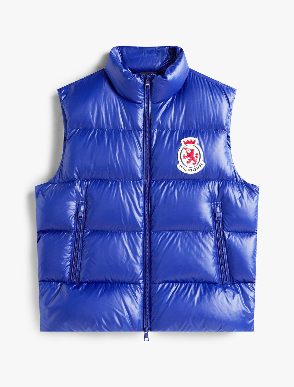 Water Repellent Shiny Down Puffer Gilet, Wedge Blue, hi-res