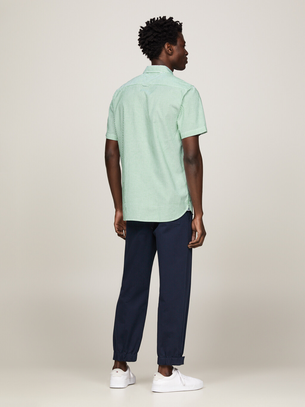 TH Flex Poplin Regular Short Sleeve Shirt, Olympic Green / Optic White, hi-res
