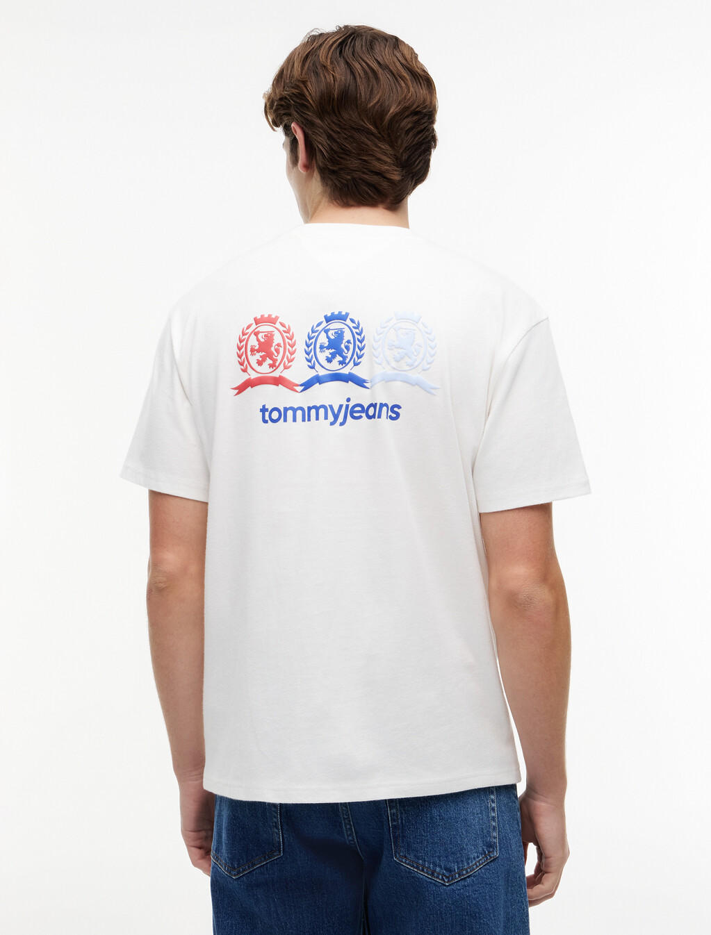 Back Repeat Crest Logo Relaxed T-Shirt, Ecru, hi-res