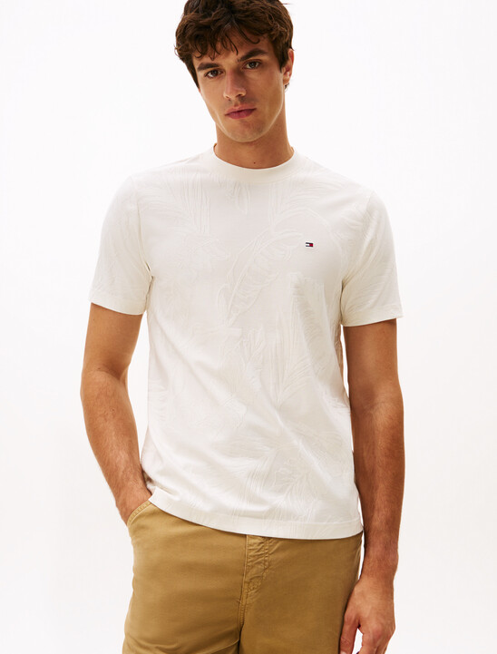 Floral Jacquard T-Shirt, Ivory Petal Floral Jacquard T-Shirt