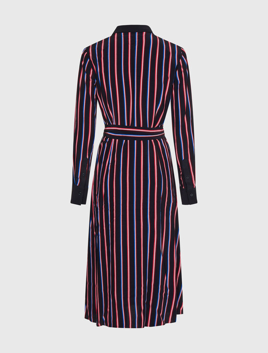 Viscose Stripe Midi Shirt Dress