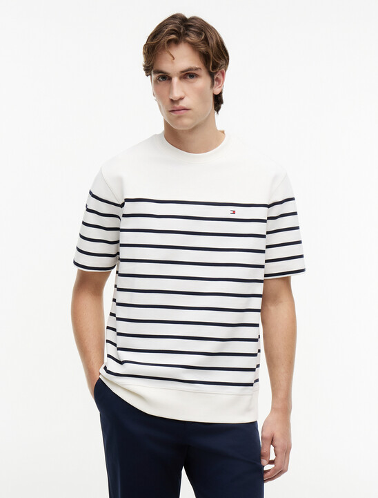 Jacquard Stripe Relaxed Crew Neck T-Shirt