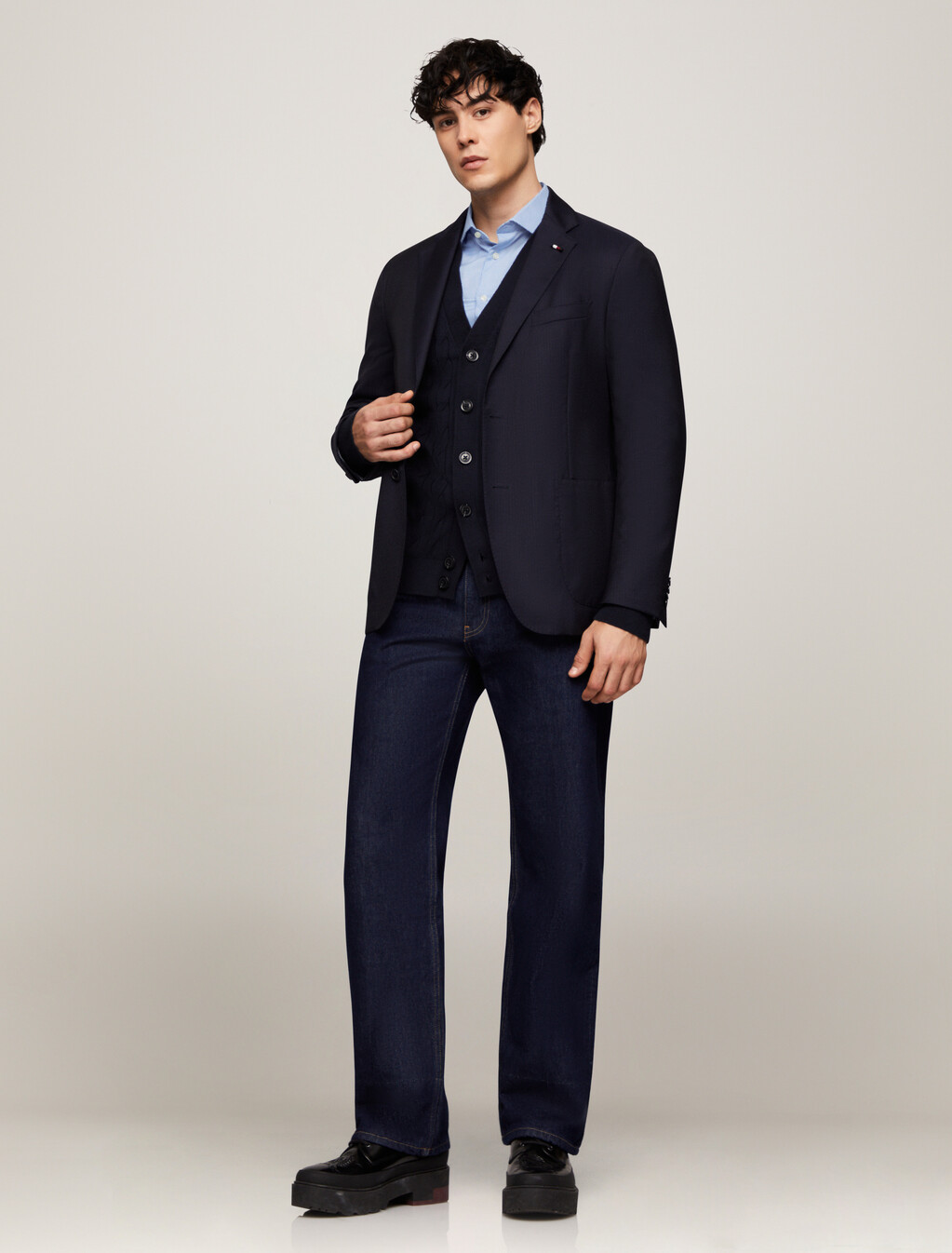 Smart Casual Check Slim Fit Shirt, Th Classic Blue Check, hi-res
