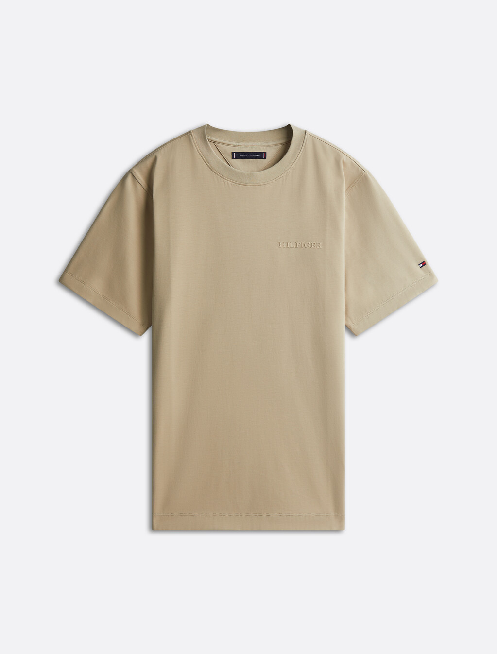 Embossed Hilfiger T-Shirt, Sandalwood, hi-res