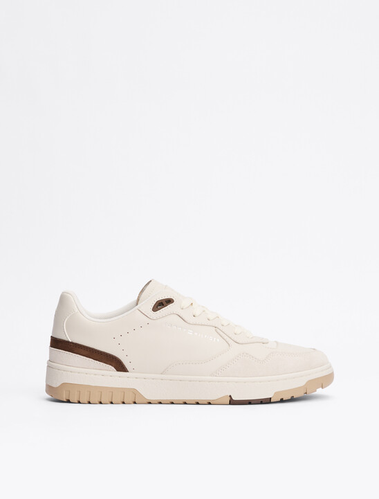Leather Mixed Texture Basketball Trainers