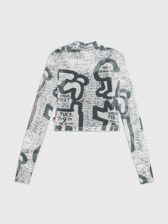 Tommy X Keith Haring Exhibition Poster Print Mesh Long Sleeve Top