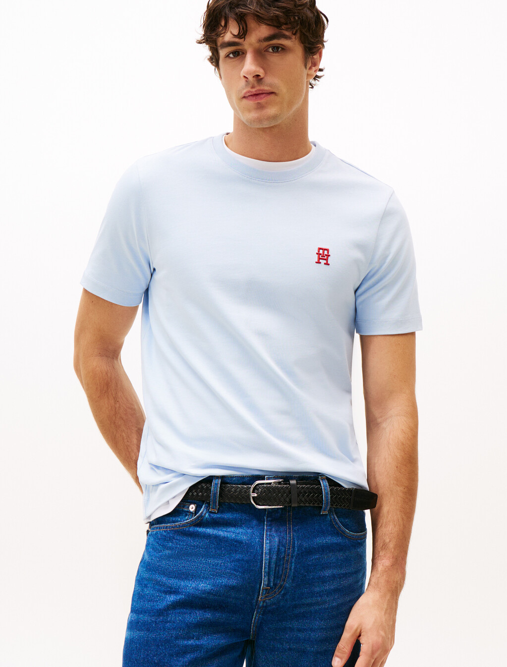 Contrast TH Monogram Embroidery T-Shirt, Breezy Blue, hi-res