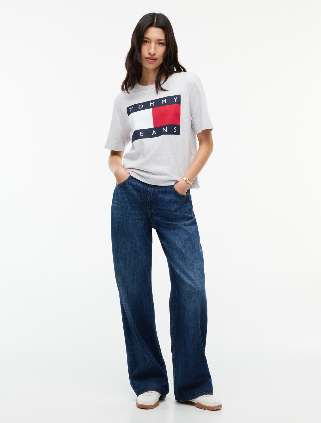 Flag Badge Boxy Jersey T-Shirt, Ice Grey Heather, hi-res