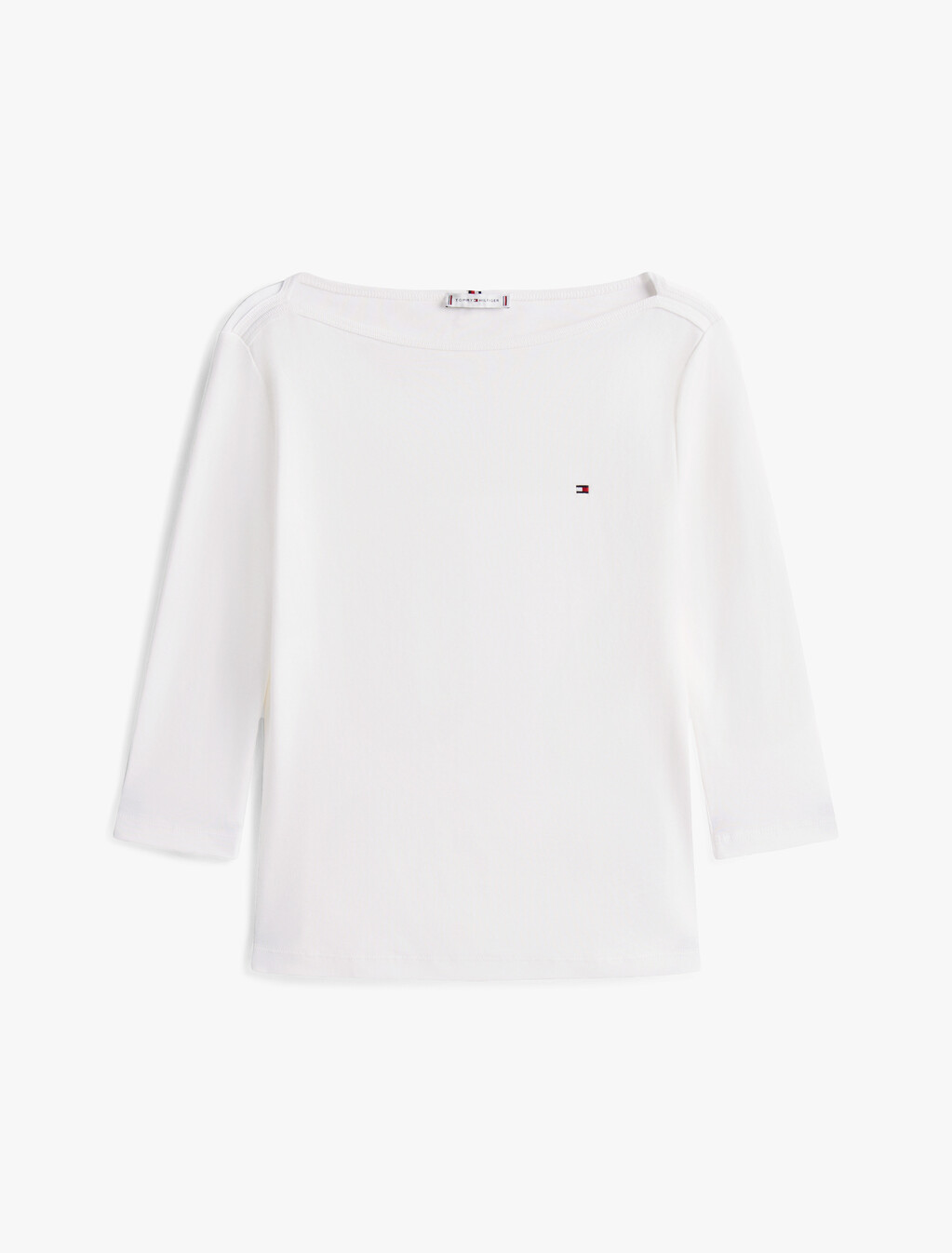 Three-Quarter Sleeve Boat Neck T-Shirt, Nos Ecru, hi-res