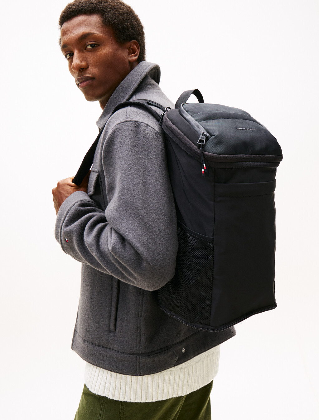 Textile Logo Packable Backpack, Black, hi-res