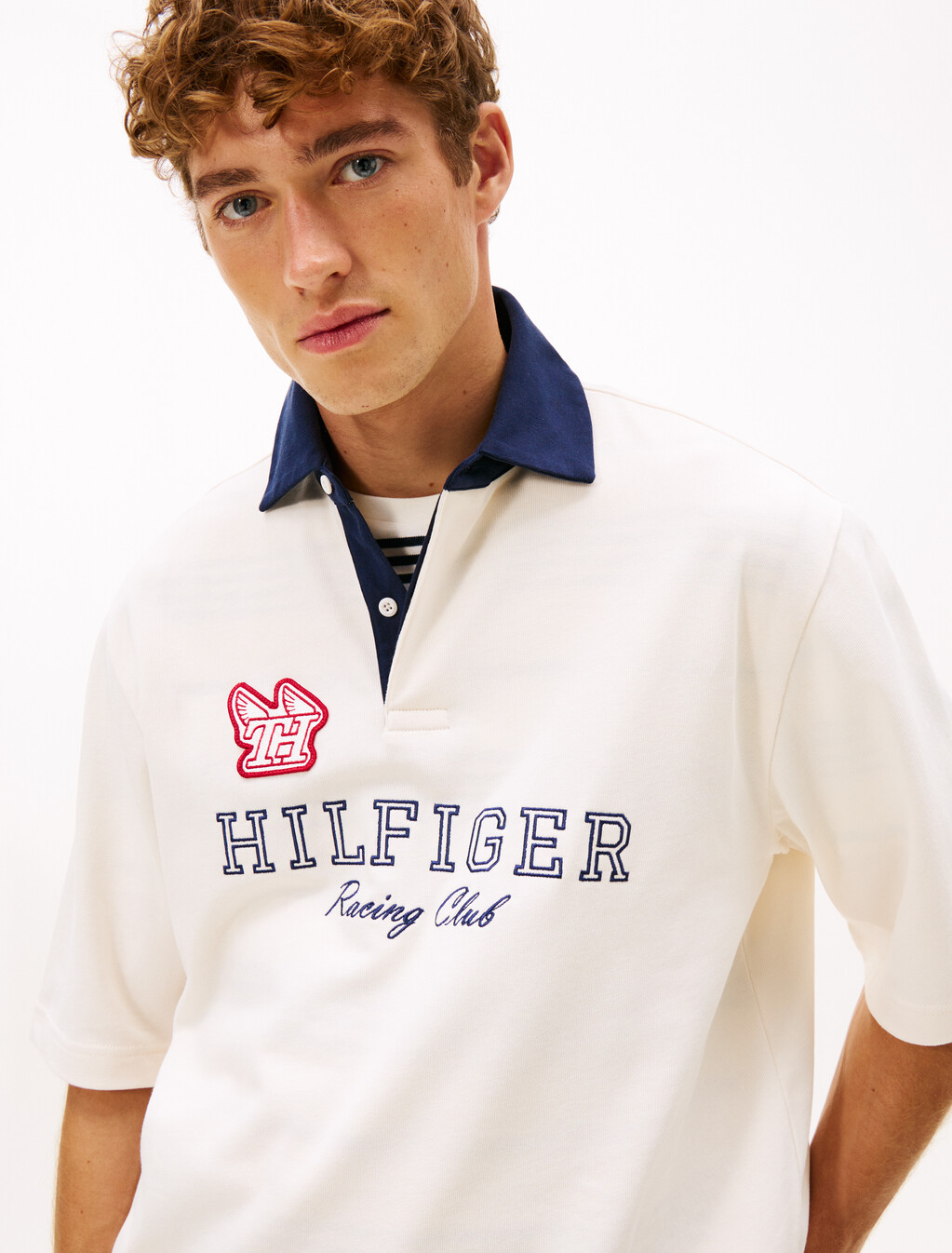 Relaxed Logo Embroidery Rugby Polo Shirt, Ivory Petal, hi-res