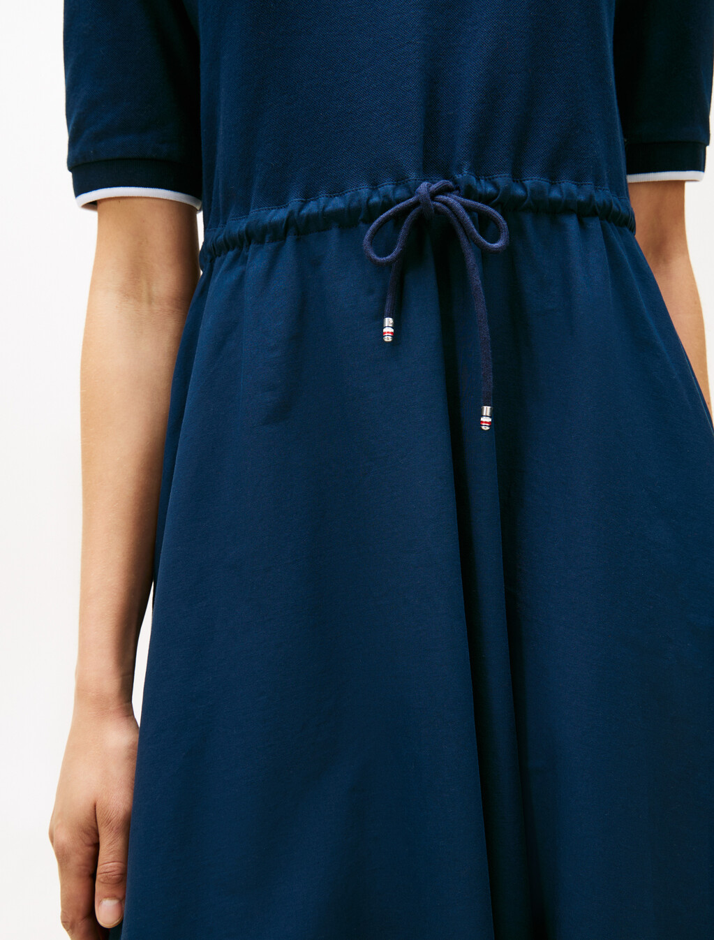 Mixed Media Midi Polo Dress, Dark Night Navy, hi-res