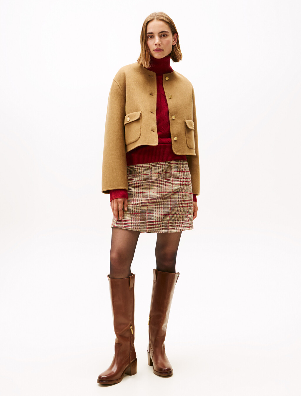Double-Faced Wool Blend Jacket, Desert Khaki, hi-res