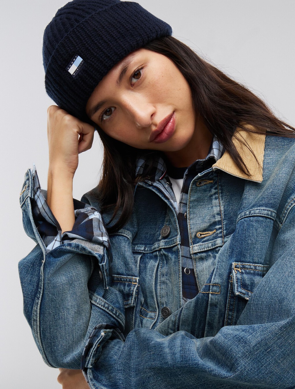 Tonal Flag Pure Wool Beanie, Navy Blue, hi-res