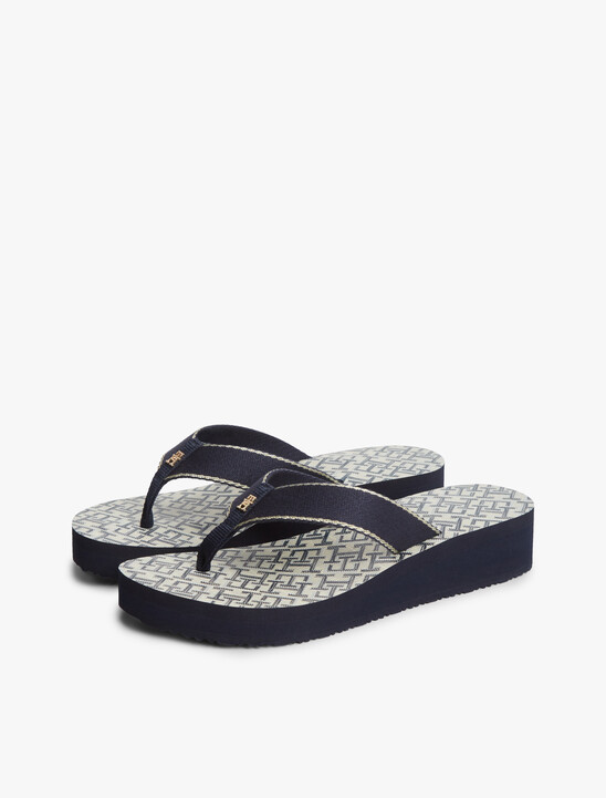 TH Monogram Wedge Heel Flip-Flops