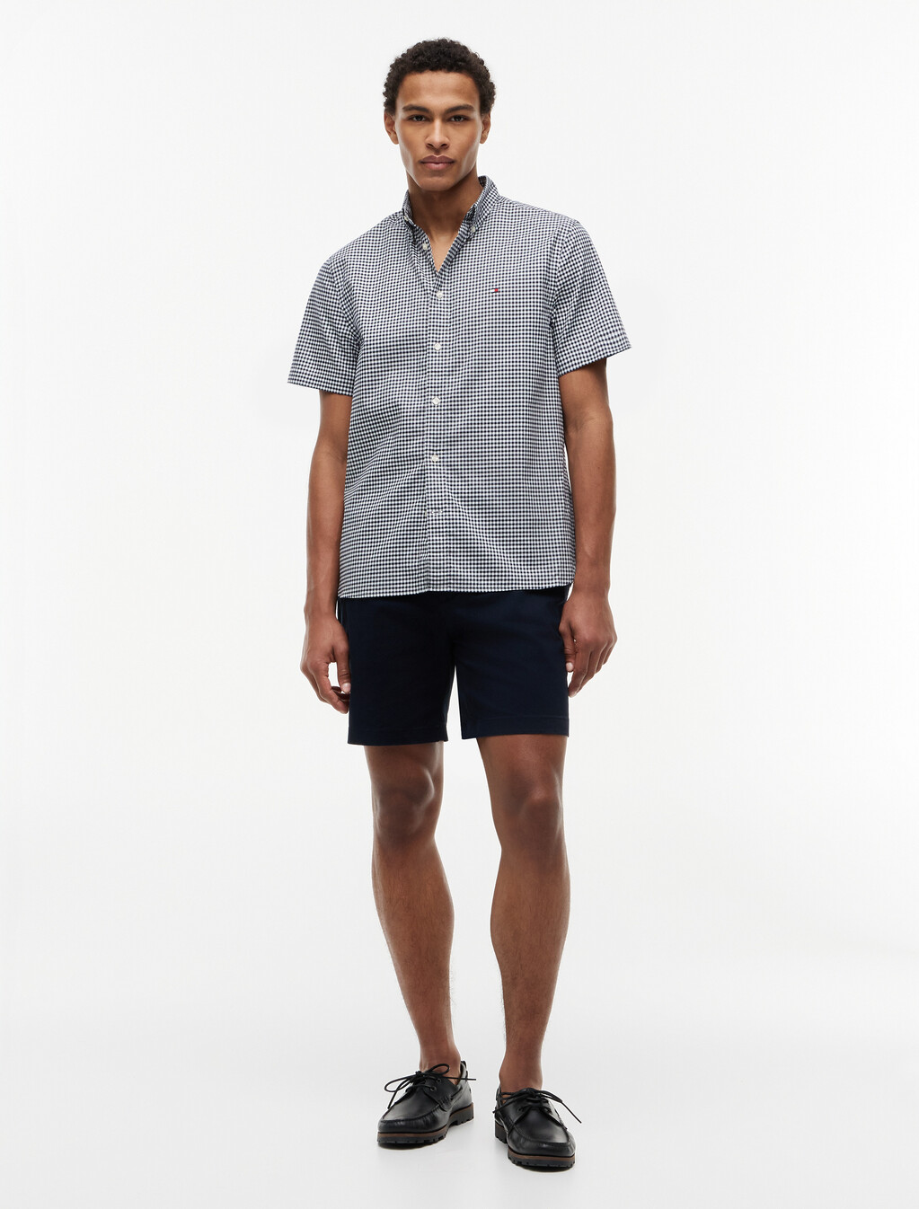 Asia Fit Oxford Gingham Short Sleeve Shirt, Desert Sky, hi-res