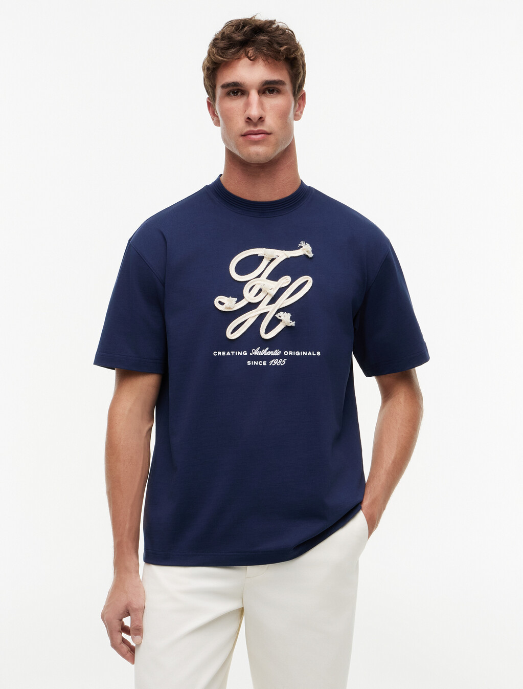 Rope Logo Appliqu&eacute; Relaxed T-Shirt, Carbon Navy, hi-res