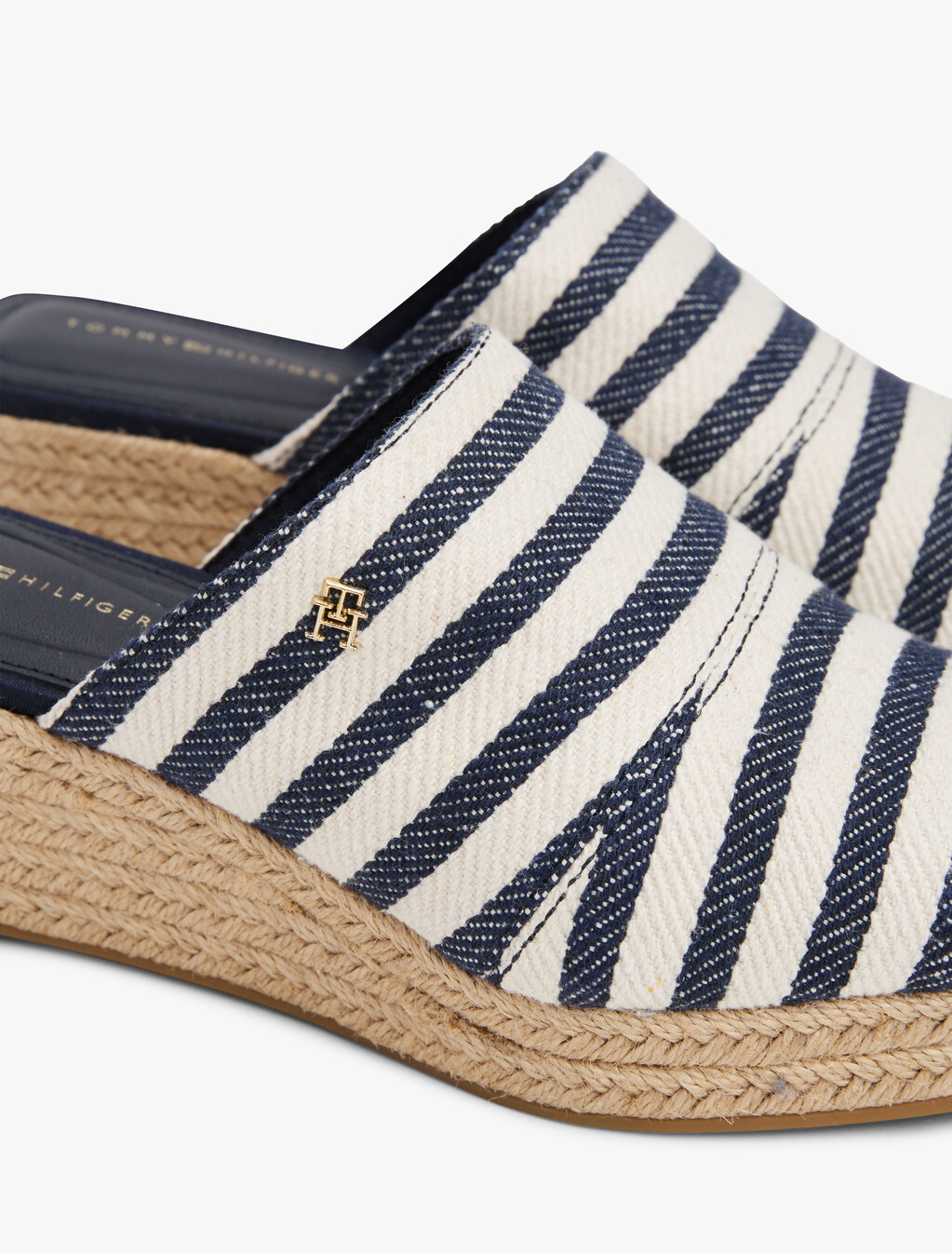 Stripe Espadrille Wedge Mules, Space Blue Itacha Stripes, hi-res