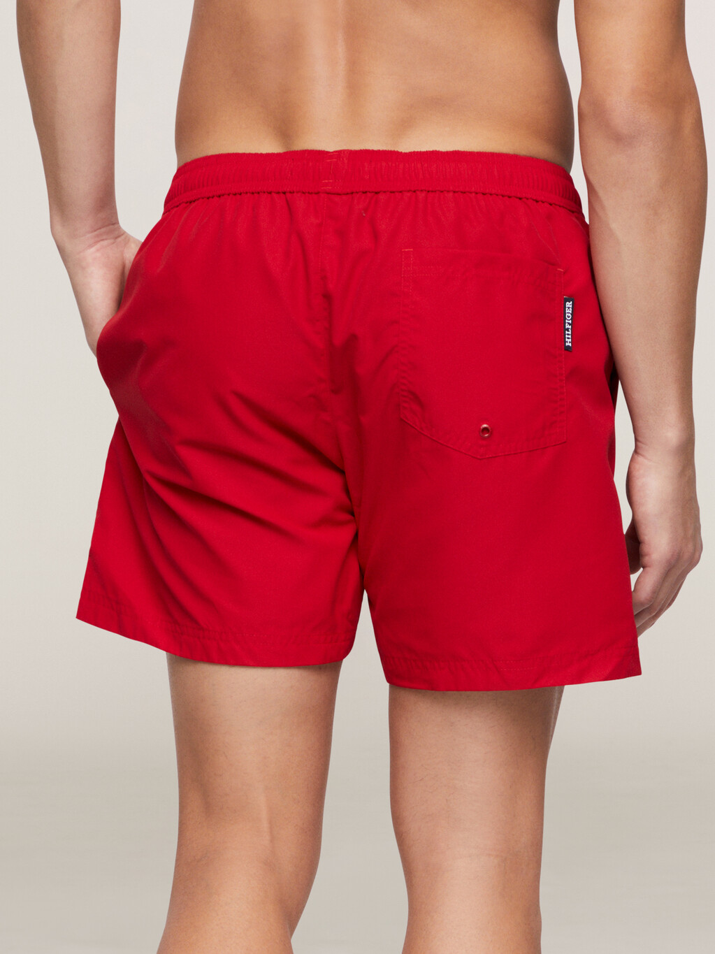 Medium Drawstring Swim Trunks, Primary Red, hi-res