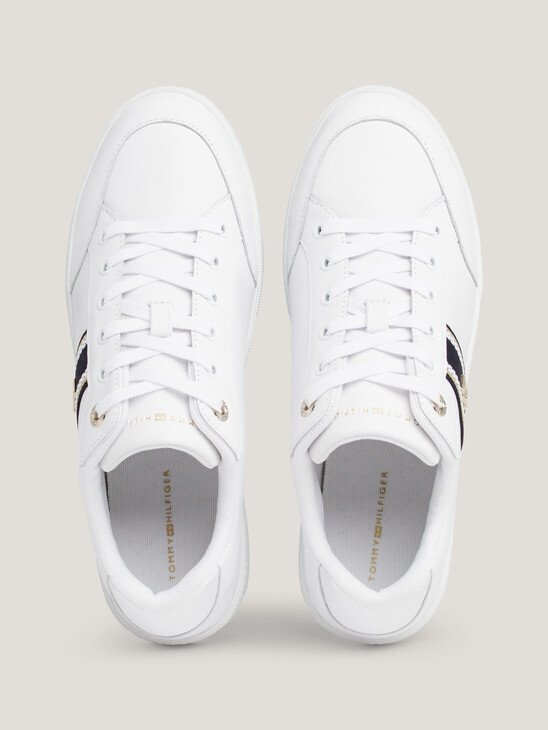 Webbing Leather Court Trainers