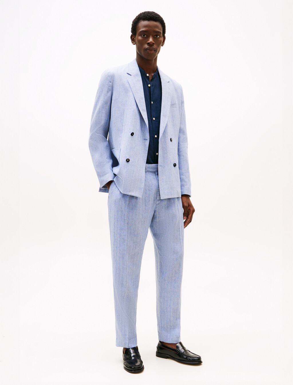 Smart Casual Relaxed Linen Blend Blazer, Sweet Blue, hi-res
