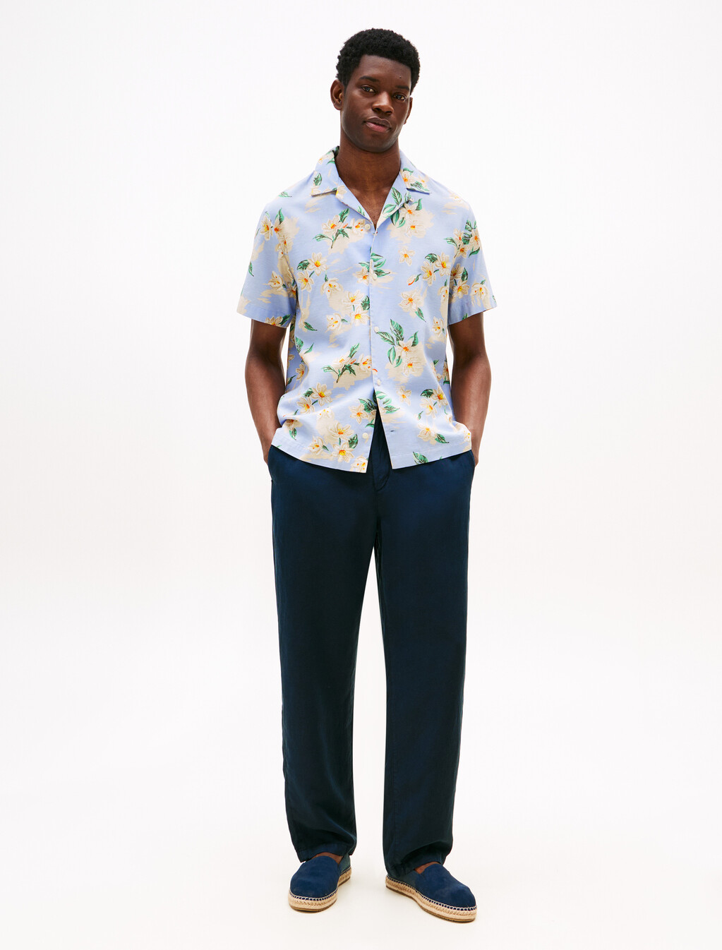 Lightweight Floral Print Viscose Shirt, Sweet Blue / Allover, hi-res