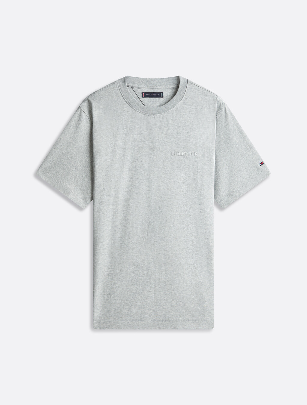 Embossed Hilfiger T-Shirt, Light Grey Heather, hi-res