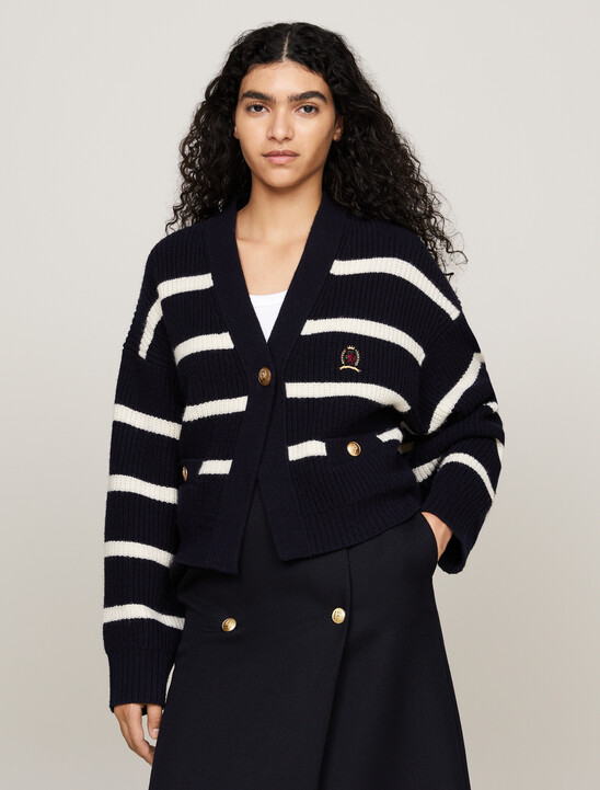 Crest Breton Stripe Pure Wool Cardigan