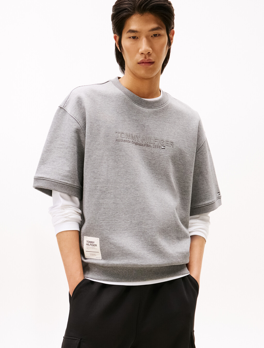 Heavy Twill Short Sleeve Sweatshirt, Medium Grey Heather, hi-res