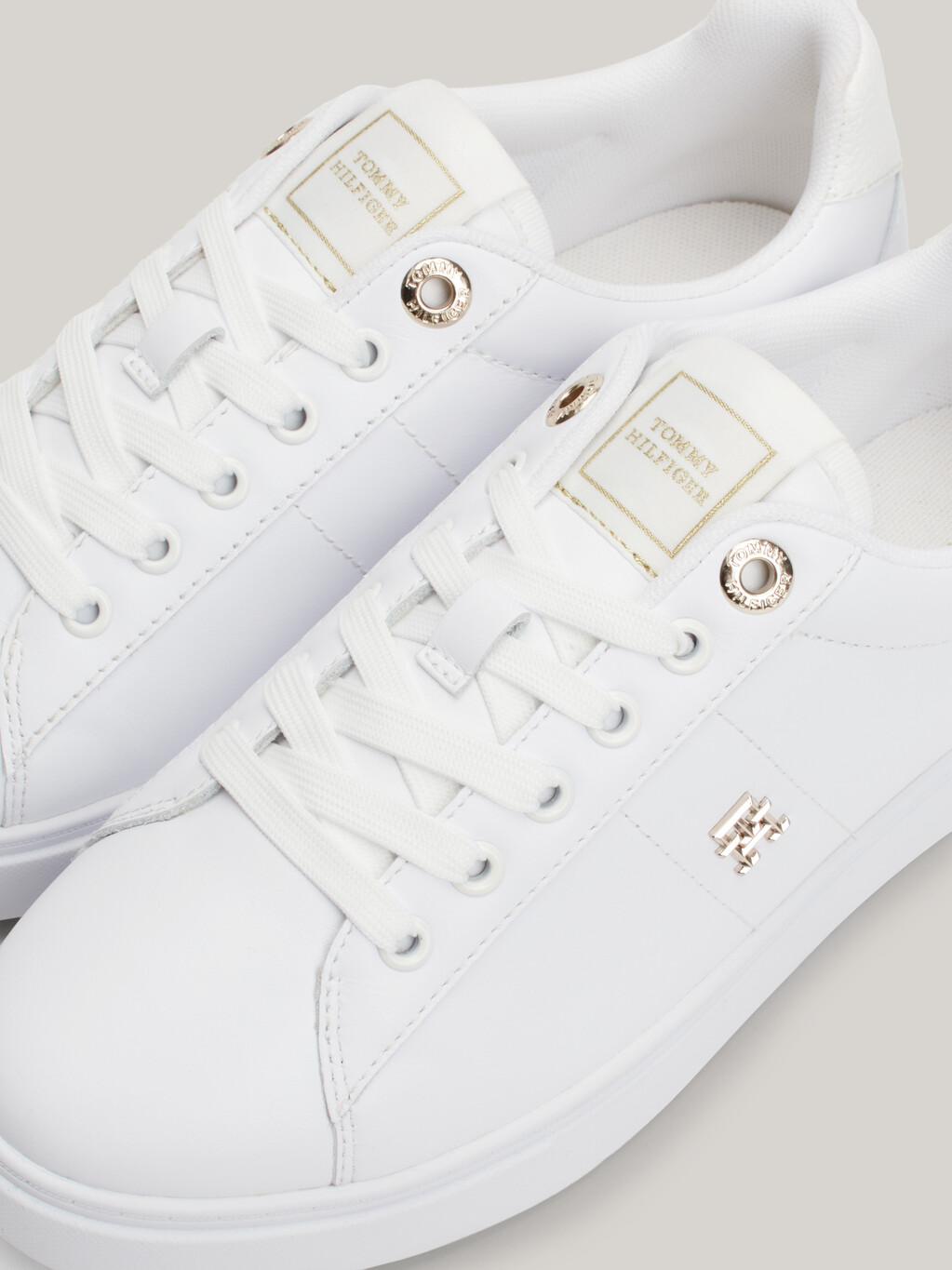 Essential Elevated Leather Court Trainers | natural | Tommy Hilfiger ...