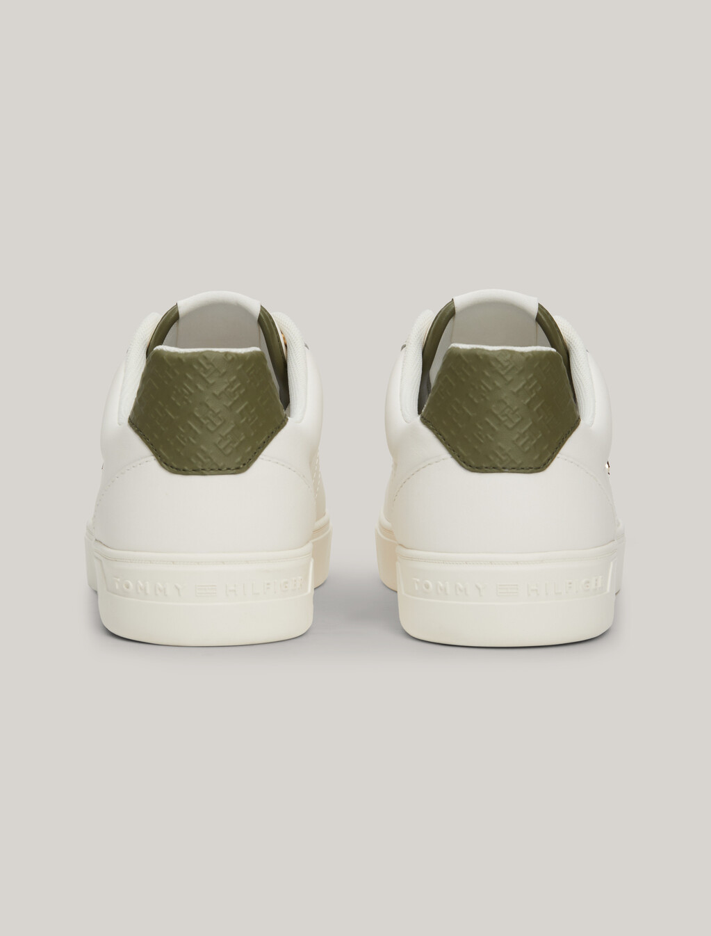 Essential TH Monogram Plaque Leather Trainers, Ancient White, hi-res