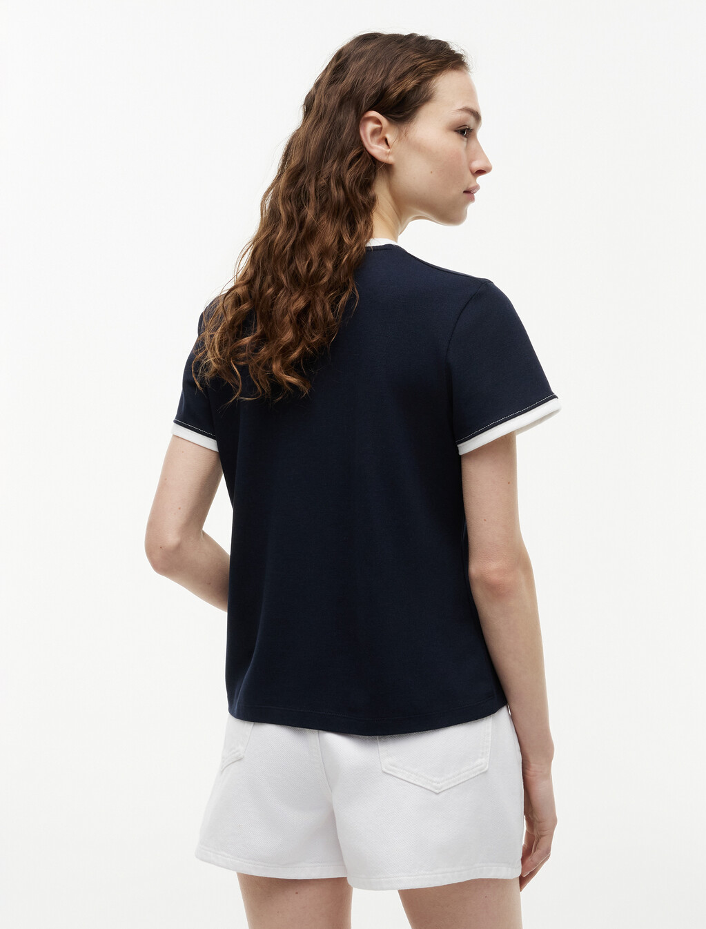 Logo Embroidery Ringer T-Shirt, Dark Night Navy, hi-res