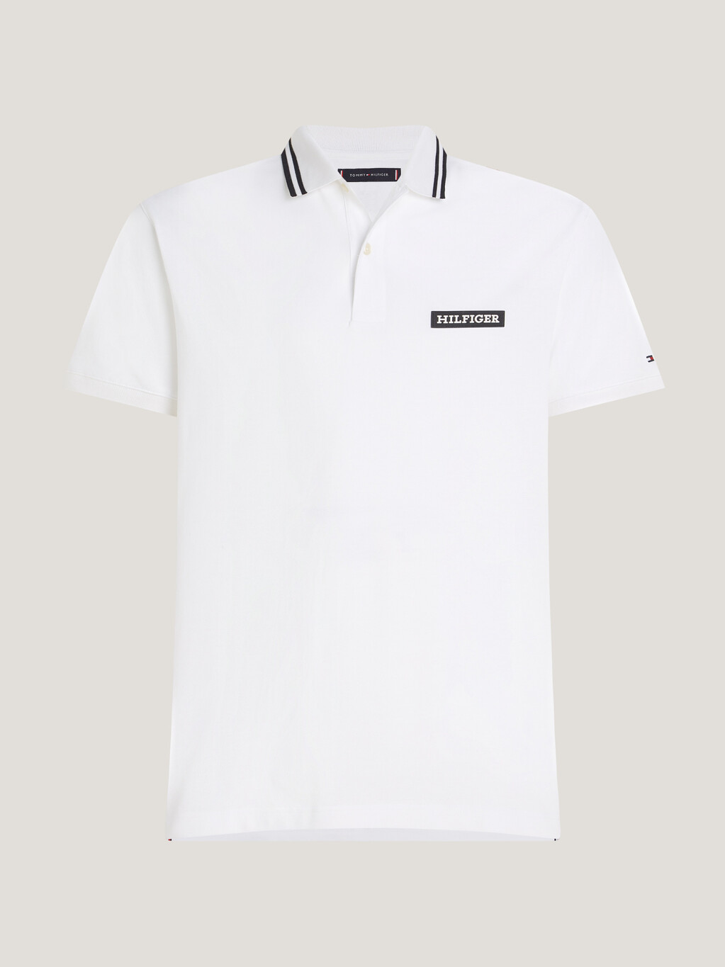 Hilfiger Monotype Tipped Collar Polo, White, hi-res