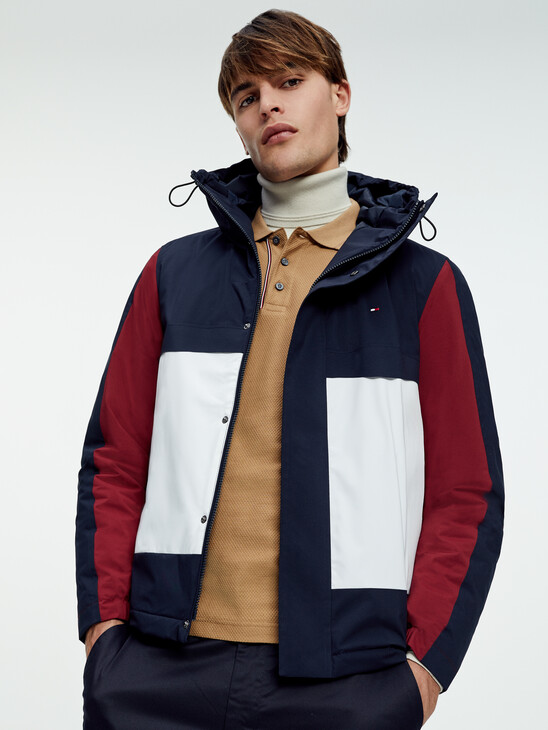 Colour-Blocked Hooded Jacket