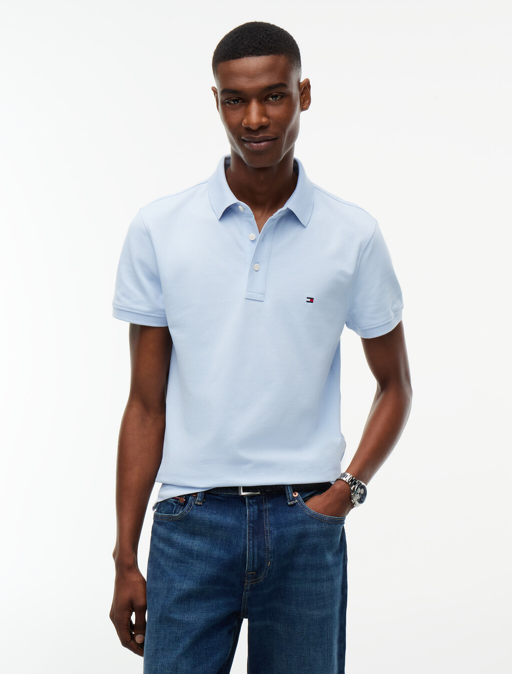 1985 Collection Slim Fit Polo, Sky Blue, hi-res