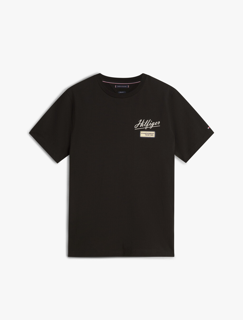 Textured Logo Crew Neck T-Shirt, Black, hi-res