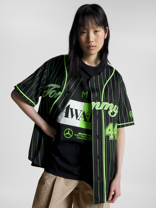 TOMMY X MERCEDES-AMG F1 X AWAKE NY LEWIS HAMILTON BASEBALL SHIRT